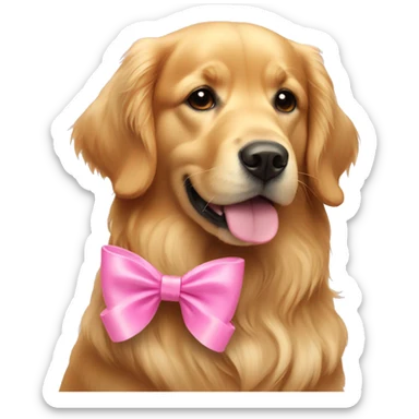 golden retriever with pink bow  sticker