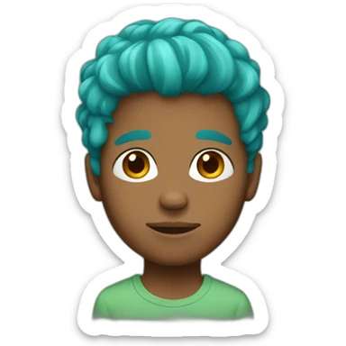 brown-skinned boy with turquoise hair sticker