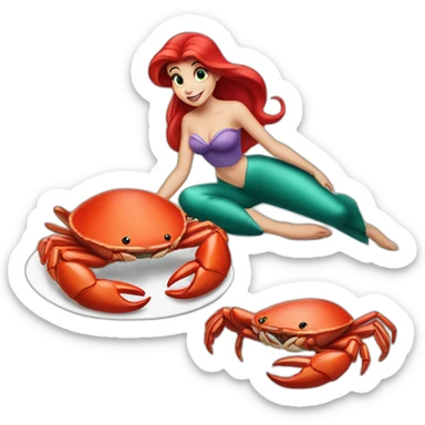 Disney Ariel eat crab sticker