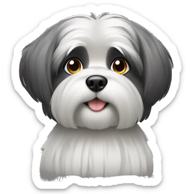 Shitzu black and gray hair sticker