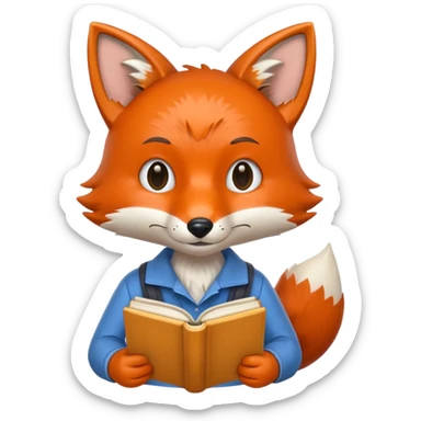 student fox with book sticker