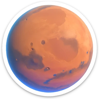 detailed Mars planet with surface features sticker
