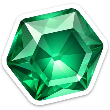 Cinematic Realistic Emerald Emoji, Deep and lush, with a vibrant green hue that catches light, creating a brilliant, sparkling effect across its polished surface. The facets of the gem catch the light in rich, deep reflections, radiating a sense of luxury and nature. Soft glowing outline, capturing the essence of natural beauty and timeless elegance in a vivid emerald. sticker