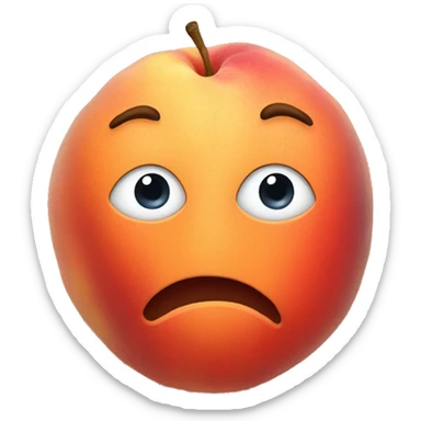 Man face between a giant peach sticker