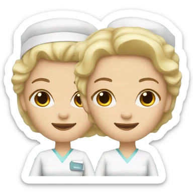trio white female nurses sticker