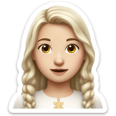 slavic girl with little smile, white skin and light PINK lips sticker