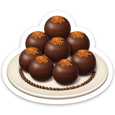 chocolate balls on plate with brown sprinkles sticker