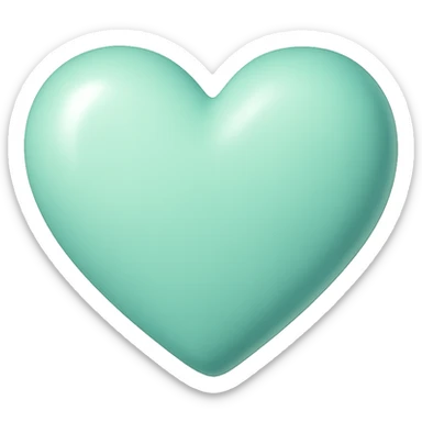 heart with a soft mint gradient, digital illustration sticker