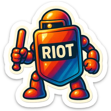 Lets do something else now. can you show me a riot shield robot sticker