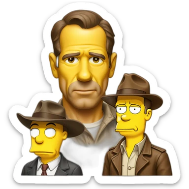 Humphrey bogart, Indiana jones, Homer Simpson sticker