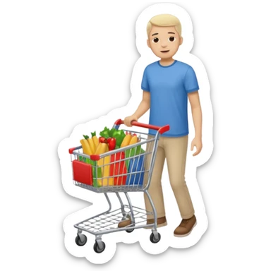 man-with-a-shopping-cart-full-body sticker