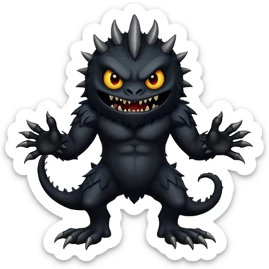 Scary, black monster with feet and arm sticker