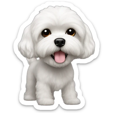 Bichon shihtzu poodle small snout white with black eyes and nose sticker