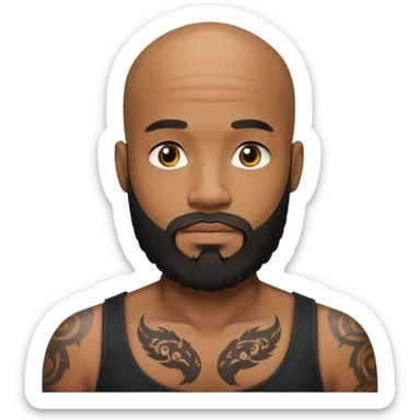 beardeed bald tattooed black man sticker