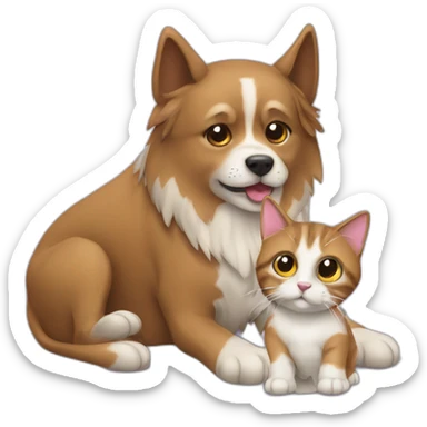 Hund mit Katze daneben sticker