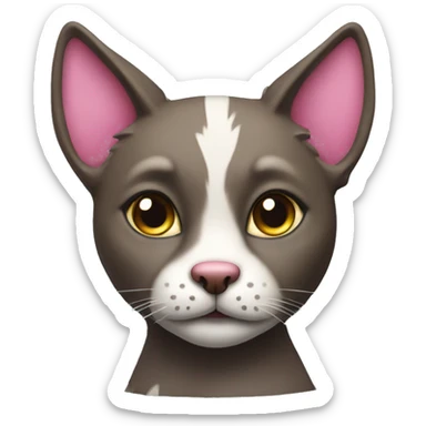 Mongrel cat with pink nose, dark coloured  sticker