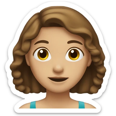 Girl with brown hair swimming  sticker