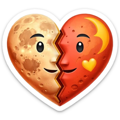 moon and mars heart sticker