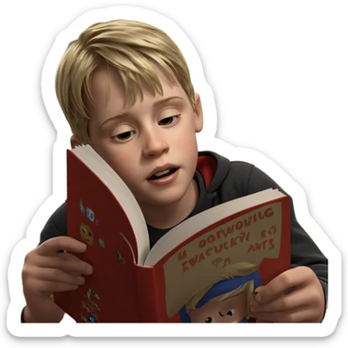 blonde boy reading a book sticker