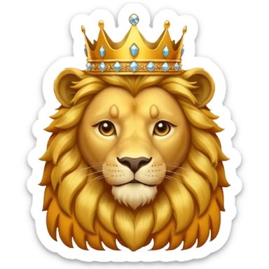 Lion King – proud golden lion wearing a tall jeweled crown. sticker