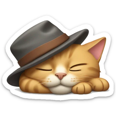 Sleeping cat with a sleepy hat  sticker