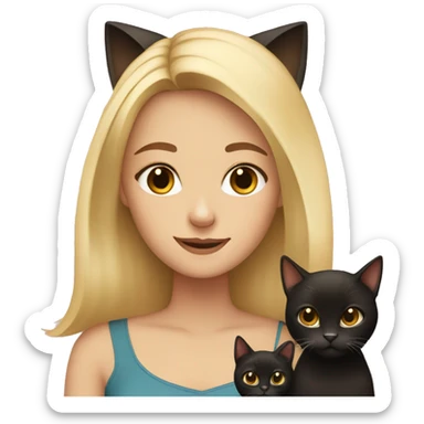 Blonde girl with two black and brown cats sticker