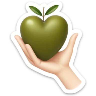 The olive heart in the hand faded sticker