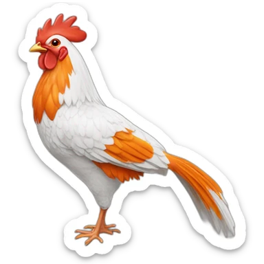 Gallo color naranja con cafe sticker