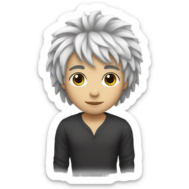 black shaggy hair white skin sticker
