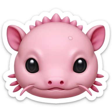 simple axolotl head, animal emoji style, soft pink color, cute face, minimalistic, rounded features sticker
