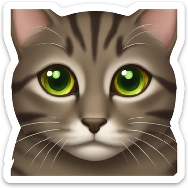 Dark brown tabby cat with brown some green eyes  sticker