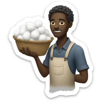 African man collecting cotton sticker