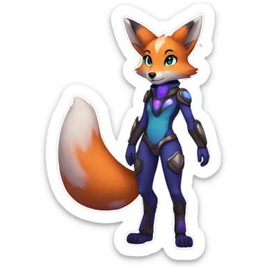 Anthro Sona Fakemon Nebula Fox Full Body sticker