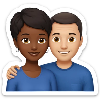 mixte couple black girl  with very short hair , dark haired white man around 40 years old sticker