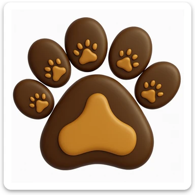 Make the paw print dark brown in microsoft style 3d fluent emojis sticker