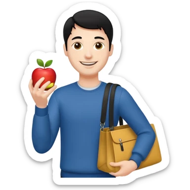 a white man with black hair carrying Apple iPhone bags sticker