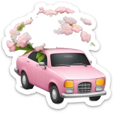 car holding flower sticker