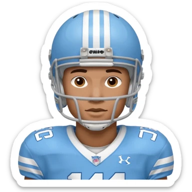 College football player in  Carolina Blue color  sticker