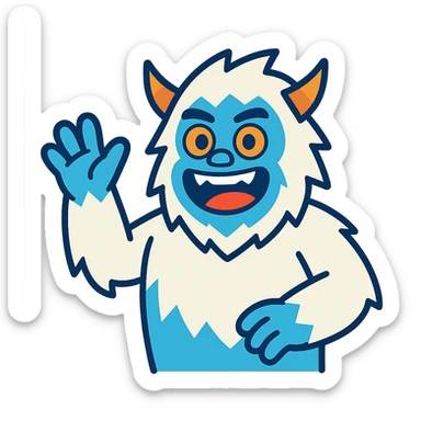 abominable snowman, clear and expressive, suitable for YouTube emoji, vibrant toon style sticker