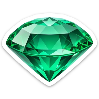 Cinematic Realistic Emerald Emoji, Deep and lush, with a vibrant green hue that catches light, creating a brilliant, sparkling effect across its polished surface. The facets of the gem catch the light in rich, deep reflections, radiating a sense of luxury and nature. Soft glowing outline, capturing the essence of natural beauty and timeless elegance in a vivid emerald. sticker