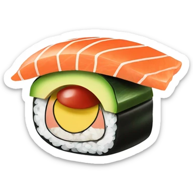 A Piece sushi with Avocado and salmon in it sticker