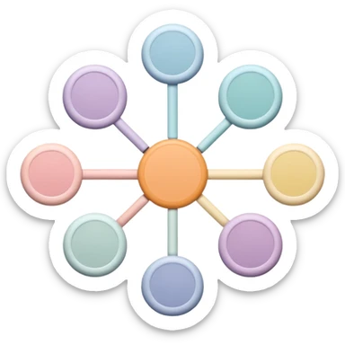Can you create a picture for an AI LLM model router showing it as a hub connecting different LLMs? Make it pastel colored and abstract. Can you make it look more professional?
 sticker
