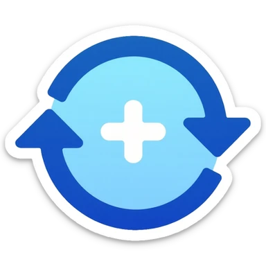 iOS 16 style refresh icon, circular arrows in counterclockwise motion, Apple blue color, minimalistic design sticker