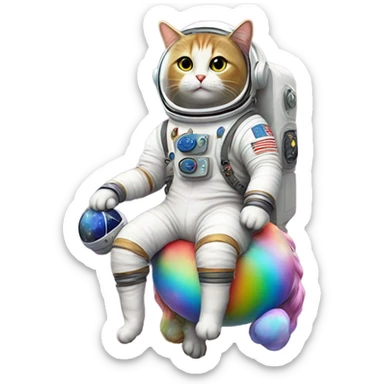 cat astronaut riding a unicorn sticker