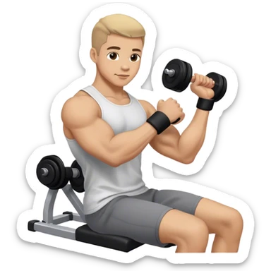 man seated weighted wrist curl sticker