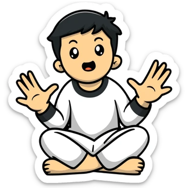 anxious man with hands outstretched in begging position with worried fearful expression sticker