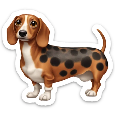 Wiener dog with spots in a dress  sticker