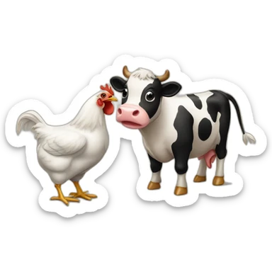I saw a chicken and a cow at the farm sticker