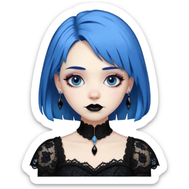 blue haired old goth princess sticker