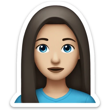 woman with dark brown straight hair and blue eyes sad sticker